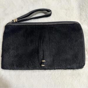 49 Square Miles Black Calf Hair Clingy Wallet Clutch $250